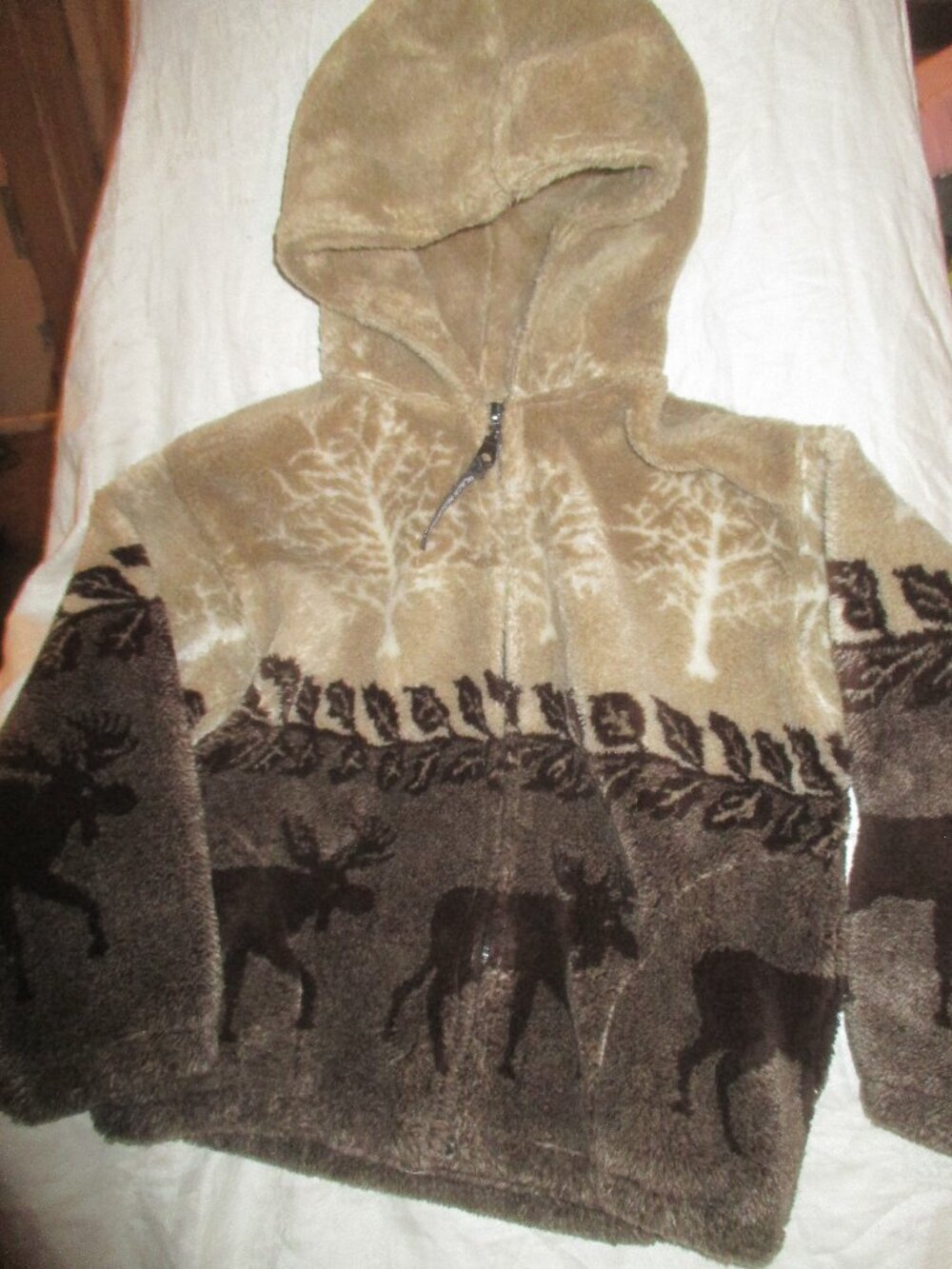 BLACK MOUNTAIN BOYS HOODED FAUX FUR JACKET SIZE 6 - MOOSE